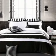Hotel Style Striped Black White Quilt Cover Set /options( Double / Queen / King / Super King /Optional accessory)