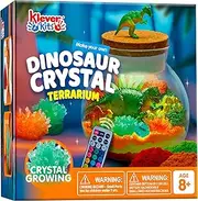 Klever Kits Make Your Own Dinosaur Crystal Terrarium Crafts Kit for Kids-Crystal Growing Science 12 Color LED Night Light Birthday Gifts Toys for Kids