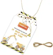 FORSHEEP 50pcs Construction Thank You Tags, Excavator Gift Tag with String for B