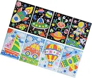 HEALSOPTHY 8pcs DIY Mosaic Sticker Kit for Crafting Supplies with Astronaut Spaceship Alien More Fun Art Activities to Enhance Creativity Hand Eye Coordination