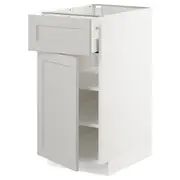 METOD / MAXIMERA base cabinet with drawer/door, white/Lerhyttan light grey, 40x60x80 cm