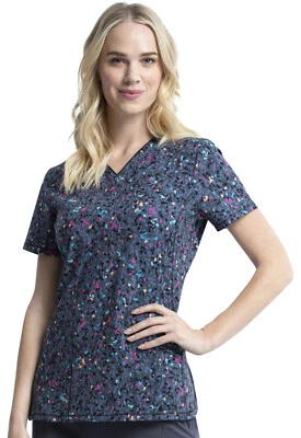 Sporty Speckles Cherokee Scrubs Infinity V Neck Top CK634 SKYS