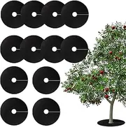 Tree Barrier Ring,12X Gardening Plant Covers | Non-Woven Grass Barrier Mats, Degradable Gardening Plant Covers Breathable for Grass Growth Control