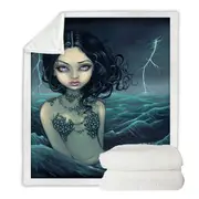 Lightning Sea Storm The Luminous Eyed Mermaid Throw Blanket