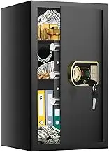 4.0 Cu ft Large Safes for Home Use Fire and Water Proof, Digital Security Fireproof Safe with Combination and Key, 2 Removable Shelves, Anti-Theft Home Safe Box for Document Money Valuables