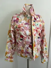 NWOT DESIGUAL x MIRANDA MAKAROFF Lisam Floral Bird Print Denim Jacket, Size LL