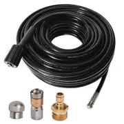 25FT 5800 PSI Pressure Washer Hose Jetter Nozzles Kit 1/8”NPT Sewer Drain