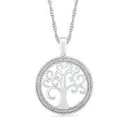 0.1 CT. T.W. Natural Diamond Tree of Life Pendant in Sterling Silver