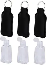 FRCOLOR 6Pcs Protective Refillable Bottle Cover Travel Empty Containers with Black Bottle Covers Lightweight and Durable for Perfume Liquids Toiletries