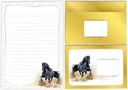 Writing Paper Set A5 Letter Pad with Envelopes Children's Horse Black for Girls (A5 Pad with 25 Sheets + 15 Envelopes)