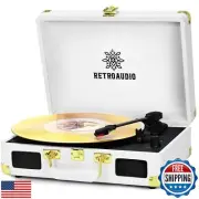 Vinyl Record Player 3-Speed Bluetooth Portable Suitcase Belt-Driven Record Pl