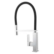 Blaze Pull Down Kitchen Mixer Tap - Chrome with Black Silicone