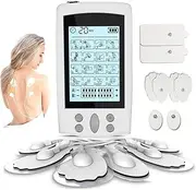 Dual Channel 16 Modes Muscle Stimulator for Pain Relief Therapy, Electronic Pulse Massager Muscle Massager with 8 Pads, Dust-Proof Drawstring Storage Bag