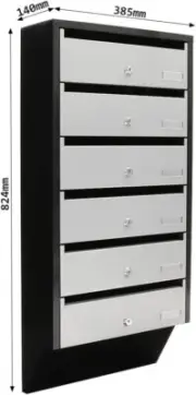 Rottner Depot 6 Letter Box System Silver Black Cylinder Lock 2 Keys per Compa...