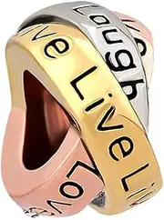 Roy Lopez Live Love Laugh Charms Birthstone Spiral Trinity Spacer Bead Charm for Bracelets