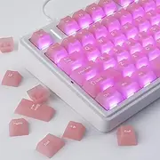 TYRIXKI Clear Keycaps, Pink Custom Keycaps 75 Percent, 123 Keys Shine Through Transparent Jelly Cute Keycap, PC Material Cherry Profile Keyboard Key Cap Set for Cherry Gateron MX Mechanical Keyboard