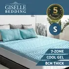 8CM COOL GEL Memory Foam Mattress Topper BAMBOO 60kg/m3 Single Foam 7-Zone