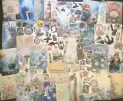 Lot 100+ Mermaid Beach Ocean Nautical Junk Journal Paper Ephemera Scrapbook Set
