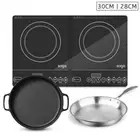 Dual Burners Cooktop Stove Cast Iron Frying Pan Skillet Induction Fry Pan Set