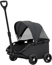 Qianly Pet Stroller Pet Trolley with Seat Straps Foldable Dog Cat Stroller 4 Wheels for Small Animals Travelling Camping, Black