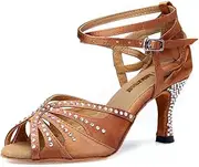 [TTdancewear] Women Rhinestone Ballroom Dance Shoes Latin Salsa Performance Dance Shoes