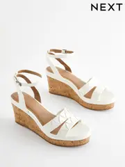 White Extra Wide Fit Forever Comfort® Double Strap Wedges (156430) | $73