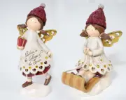 “Believe in the Magic of the Season” or Snow Sledding Christmas Angel Figurine