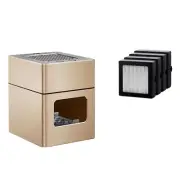 USB Rechargeable Ashtray Air Purifier Anti-Smoke Odor Removal - Gold with 4 B...