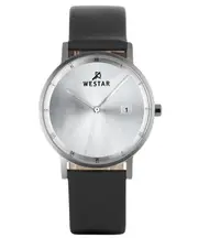 Westar Profile Leather Strap Silver Dial Quartz Date 50221STN107 50M Mens Watch