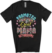 [Generic] Promoted to Great Mama Est 2025, Amazing Mother's Day Pregnancy Flowers, Family Group Unisex T-Shirt