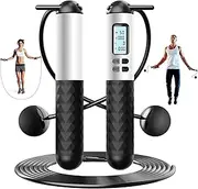 Haokelai Cordless Skipping Ropes for Adults, Cordless Jump Rope With Counter, Smart Digital Jump Rope, Weighted Skipping Rope Cordless, At Home Workout Experience Equipment for Women Men（White）