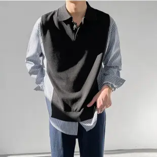 【JMM korean】韓系 Polo衫長袖 男生 寬鬆 穿搭 新設計 大學生 條紋