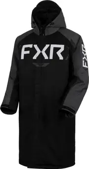 FXR Warm-Up 2025 waterproof Snowmobile Coat, black-grey, Size 2XS for Men Black Grey