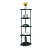 Turn-N-Tube 5 Tier Corner Display Rack Multipurpose Shelving Unit Black & Gre...