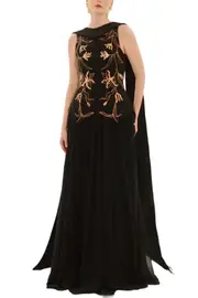 [21SIX] ARIANE CREPE AND CHIFFON DRESS BLACK XXL