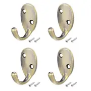 4 Pcs Wall Mounted Hook Robe Hooks Single Coat Hanger, Zinc Alloy, Bronze Tone
