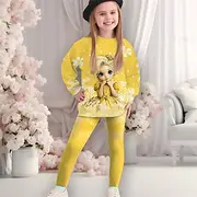 Girls' 3D Graphic Cartoon Snowflake Christmas Sets Sports Suit Tracksuits Long Sleeve Spring Fall Daily Casual Tights Kids 4-12 Years Crew Neck Outdoor Vacatio