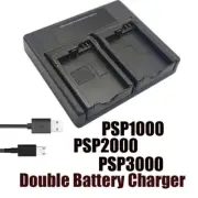 Dual Battery Charger For Sony PSP 1000 2000 3000 Charges battery outside unit.