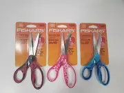 Fiskars 7" Comfort Grip STUDENTS Kids Scissors, choice red,blue,pink, FREE S/H !