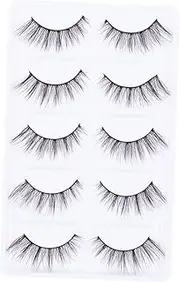 LOLIPPYY 5Pairs Handmade Hair Eyelashes Natural Look Cross Design for Daily Makeup and Parties Soft Striking False Eyelashes for Eye Opening Effect