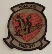 4" USMC VMA-311 TOMCATS HEART WING SQUADRON TAN EMBROIDERED JACKET PATCH