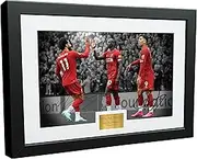 Kitbags & Lockers 'The Fab Three' - Mohamed Mo Salah Sadio Mane Roberto Firmino 12x8 A4 Signed Liverpool FC - Autographed Photo Photograph Picture Frame Gift