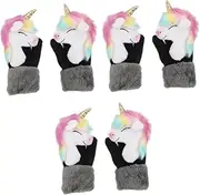 [Sosoport] 3 Pairs Unicorn Boys and Girls Winter Gloves Touchscreen Plush Warm Winter Gloves for Women Men Boys and Girls