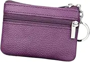 [ROMISBABA] Multifunctional Zipper Wallet Stylish PU Coin Purse for Keys Money Cards Storage Bag Purple Durable Lightweight Design for Everyday Use