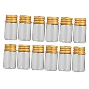 12pcs Aluminum Cap Glass Bottles Clear Tiny Empty Sample Vials Glass Jars