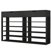 Oikiture 2x Shoes Storage Rack 5-tier Shelves Shoe Storage Cabinet Drawer Black