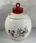 Disney Christmas Mickey & Minnie Mouse Ornament Cookie Jar Canister Pluto Sleigh