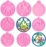 Christmas round Ornament Molds Christmas Scene Mold Tree Snowflakes Keychain Res