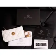 NEW $495 VERSACE TRIBUTE Leather GOLD MEDUSA LOGO Card CASE WALLET w/ KEY CHAIN