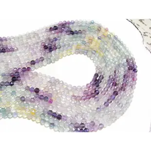 《晶格格的多寶格》天然A級高透體漸變色彩螢石切面圓珠【F3480】約3.5mm散裝條珠手作 天然石．DIY材料